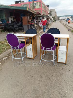 2 Manicure Sets, Black and Purple Seats, Marble Tables - thumbnail 2