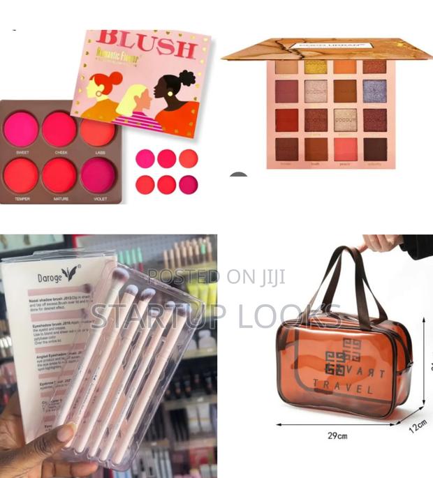 Blush Palette, Eyeshadow Palette, Makeup Brushes, Makeup Bag