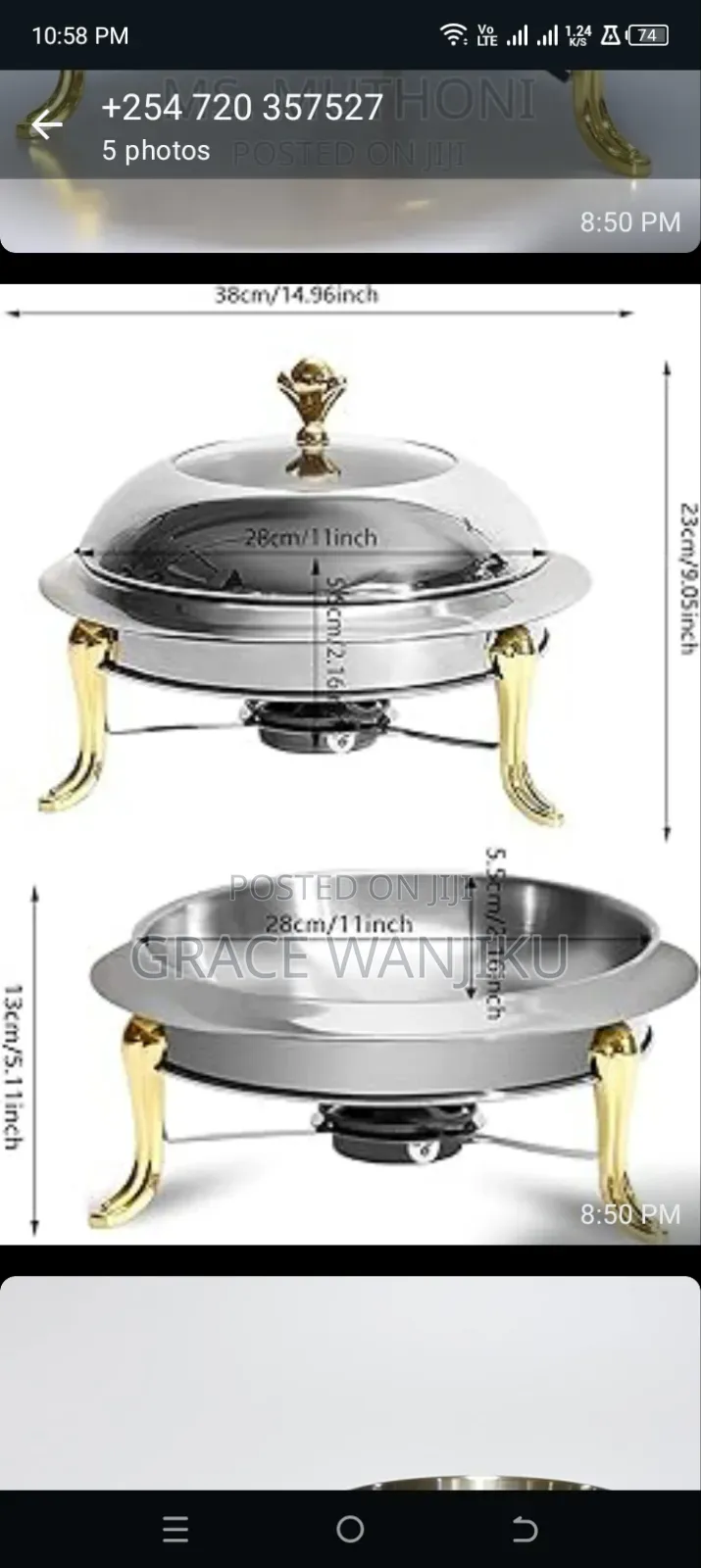 *Stainless Steel 28cm Furnace Chafing Dish Food Warmer