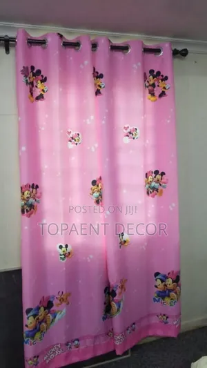 Baby Cartoon Themed Pink Eyelates Window Curtains