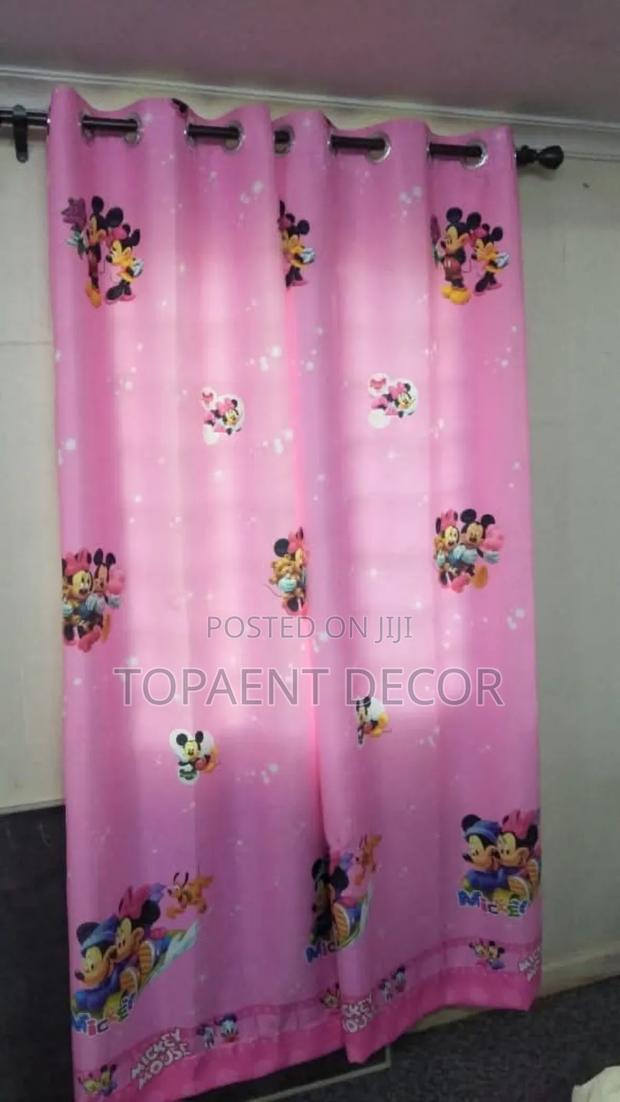 Baby Cartoon Themed Pink Eyelates Window Curtains