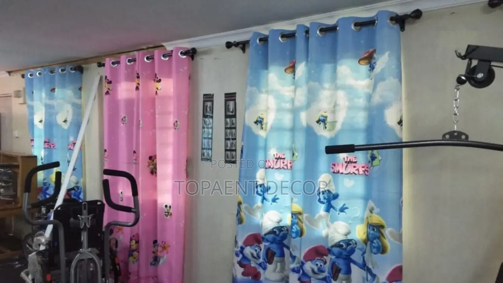 Blue Cartoon Themed And Pink Cartoon Themed Baby Curtains