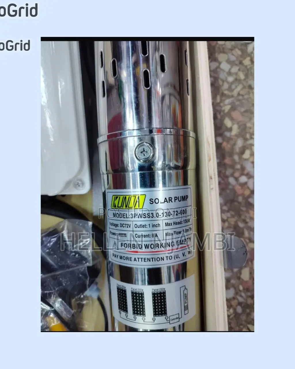Kunda 600w 130m Head Submersible Solar Pump - Max Flow 3m3/H