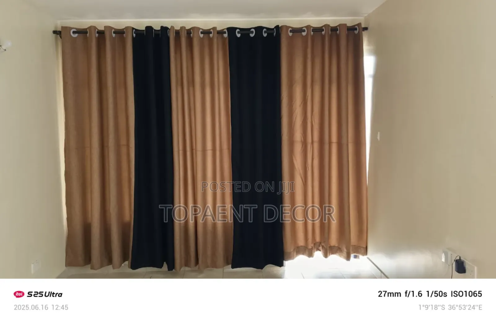 Black And Brown Matched Window Curtains