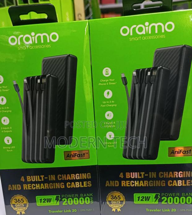 Oraimo Traveler Link 20 20000mah Power Bank With Cables