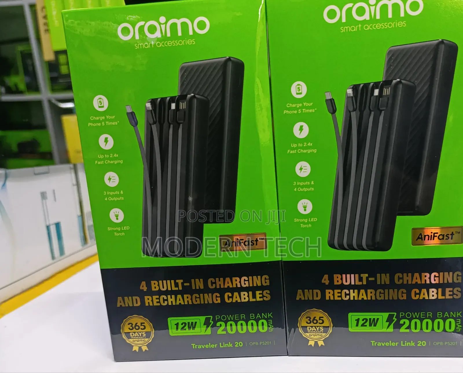 Oraimo Traveler Link 20 20000mah Power Bank With Cables