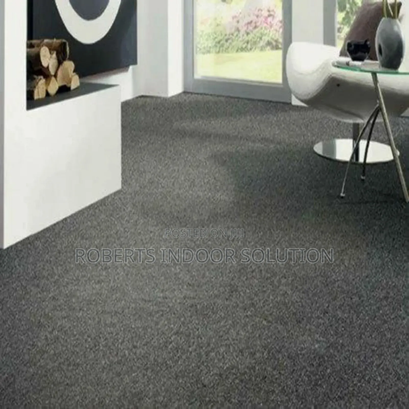 Dark Grey Loop Pile Carpet - 4mm Delta Design for Office