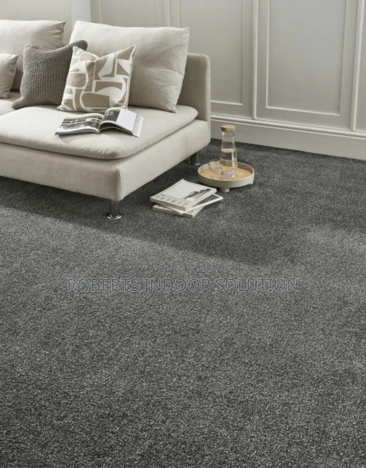 Dark Grey Loop Pile Carpet - 4mm Delta Design for Office