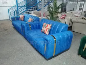 Blue 5 Seater Modern Sofa 3,2