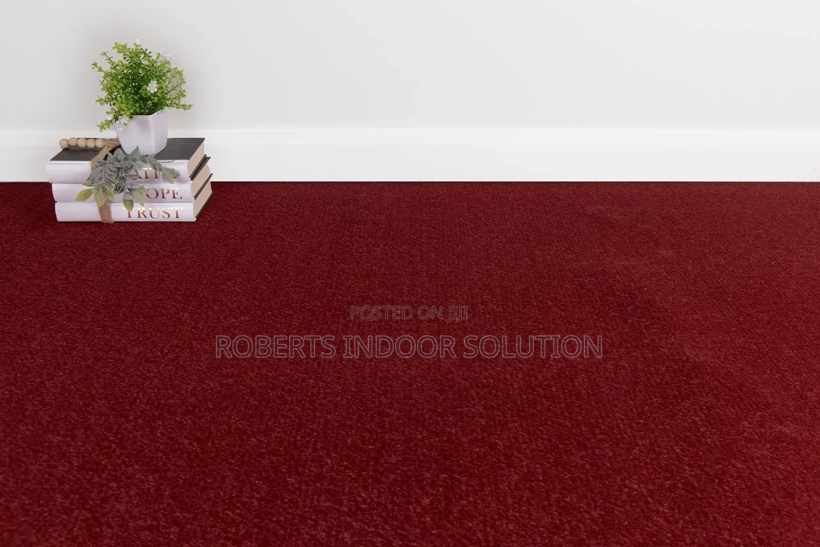 Maroon Loop Pile Carpet - 4mm Delta Design for Home Office