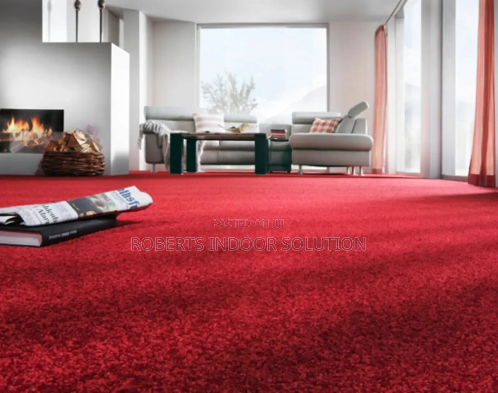 Maroon Loop Pile Carpet - 4mm Delta Design for Home Office