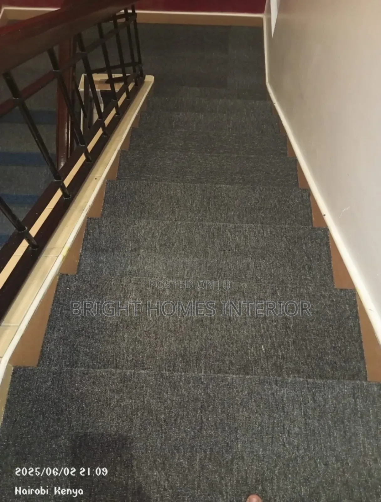 Dark Grey Staircase and Rooms Kid Favorable Carpet