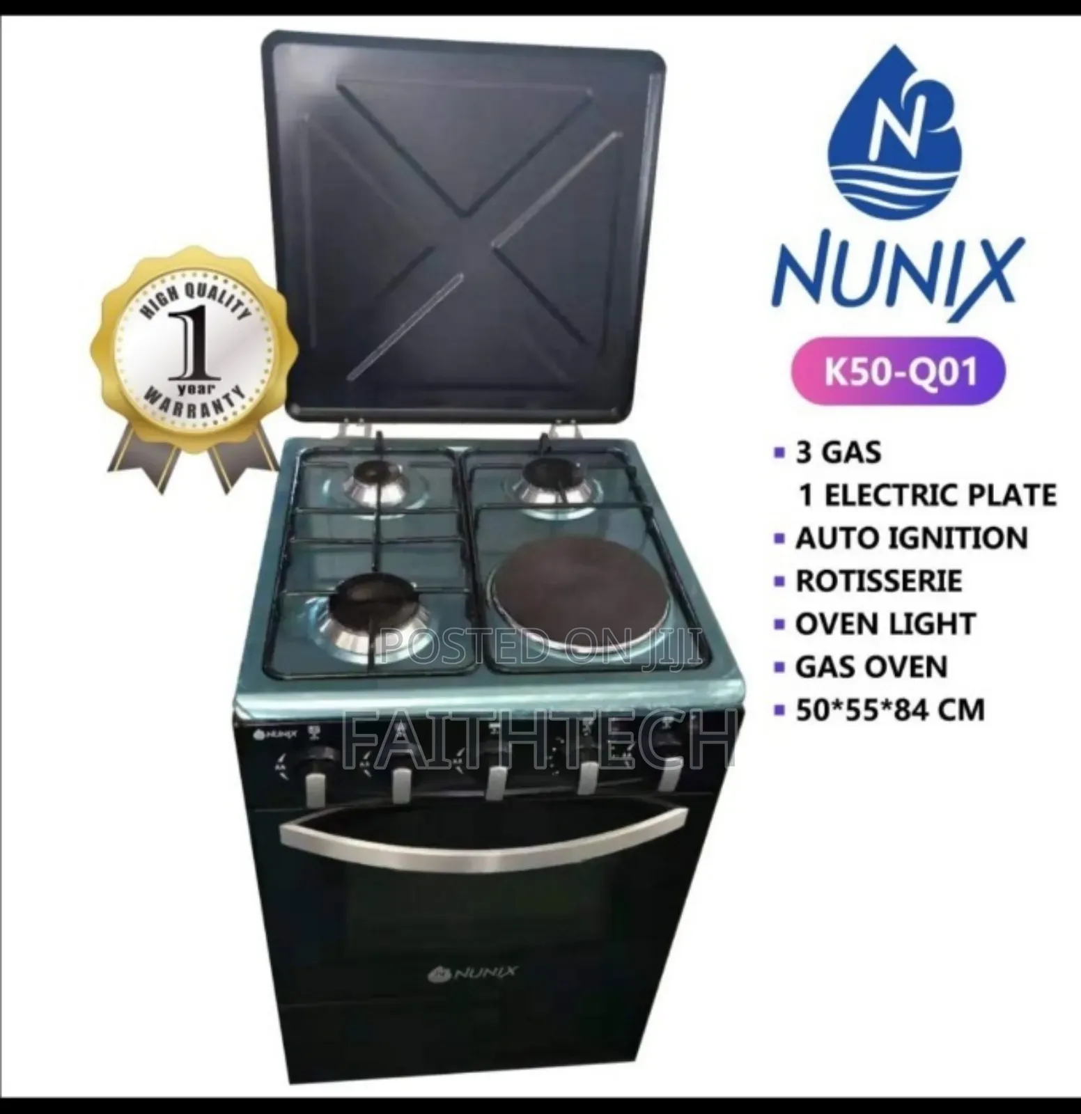 Nunix 50*55 3+1 Freestanding Cooker With Electric Oven