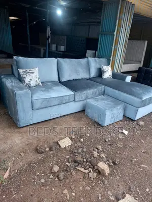 Light Blue 6 Seater L Seat Sofa