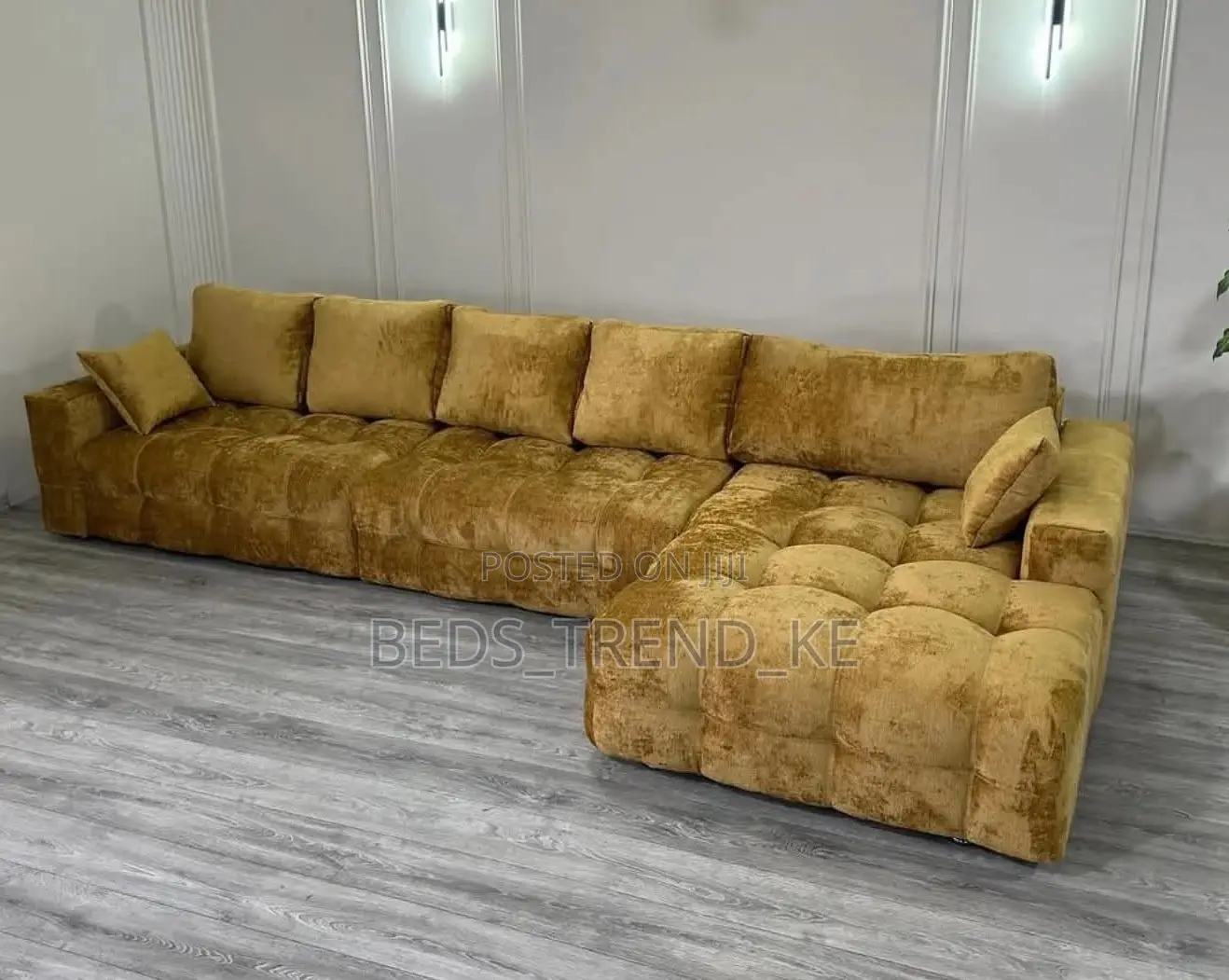 Golden Yellow 6 Seater Bubble L Seat Sofa