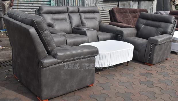 Light Black 4 Seater Semi Recliner Sofa 2,1,1 - main view