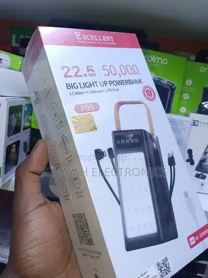 50000mah Excellent Powerbank With Led Lamp, Attached Cables
