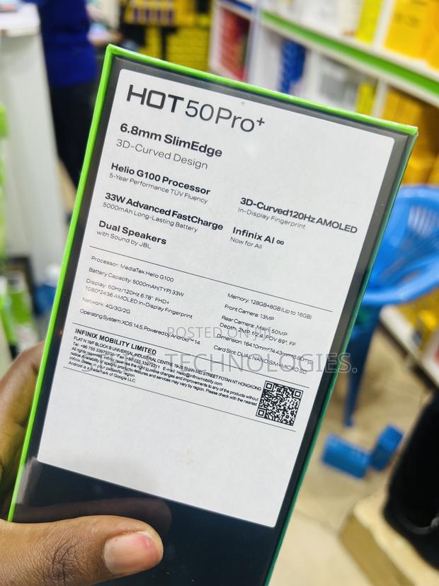 New Infinix Hot 50 Pro+ 4G 128 GB Black - thumbnail 3
