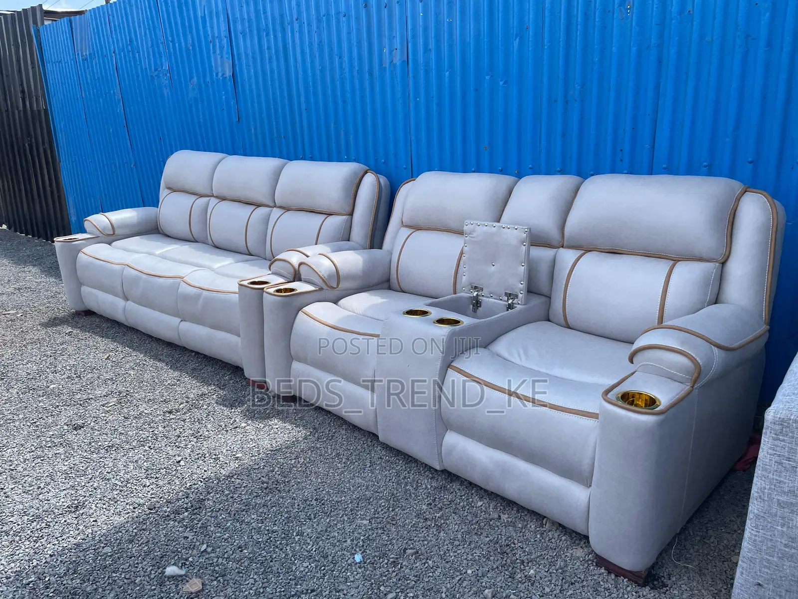 White Semi Recliner 5 Seater Sofa