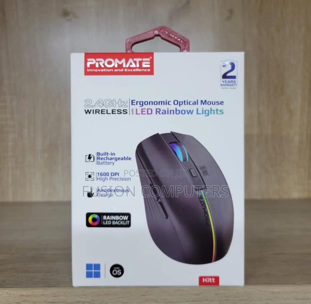 Promate 2.4ghz Wireless Ergonomic Optical Mouse -Kitt