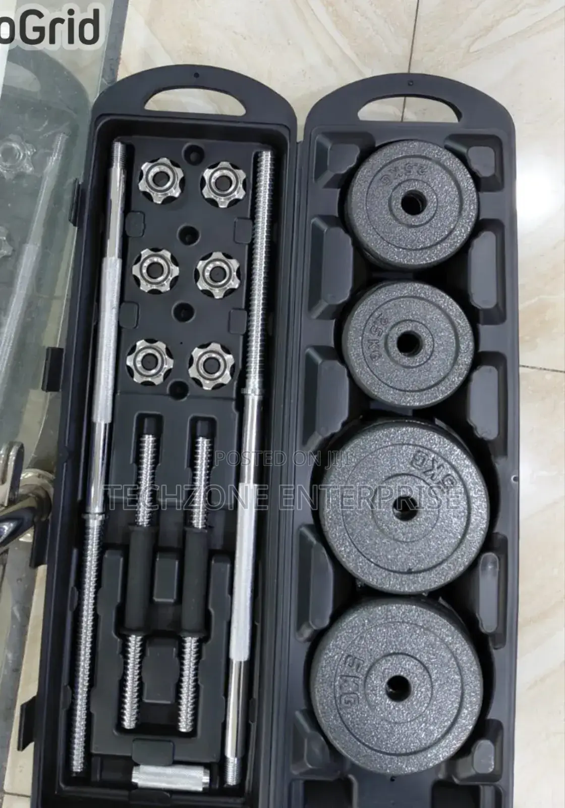 *50kg/York Barbell and Dumbbell Set With Case *