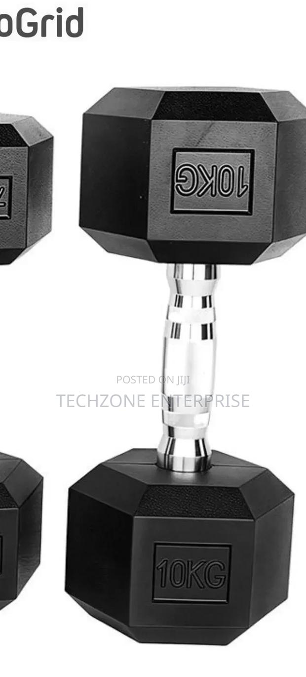 *Black 10kgs Hexagon Dumbbells(Sold Per Single Hand)* - main view