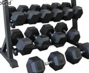 *Hexagon Dumbbells 10kgs Silver Chrome Cast 