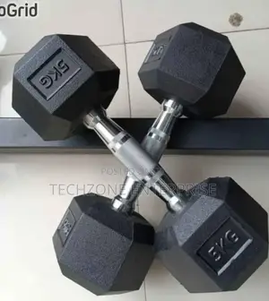 *Hexagon Rubber 5kgs Dumbbells - Black **