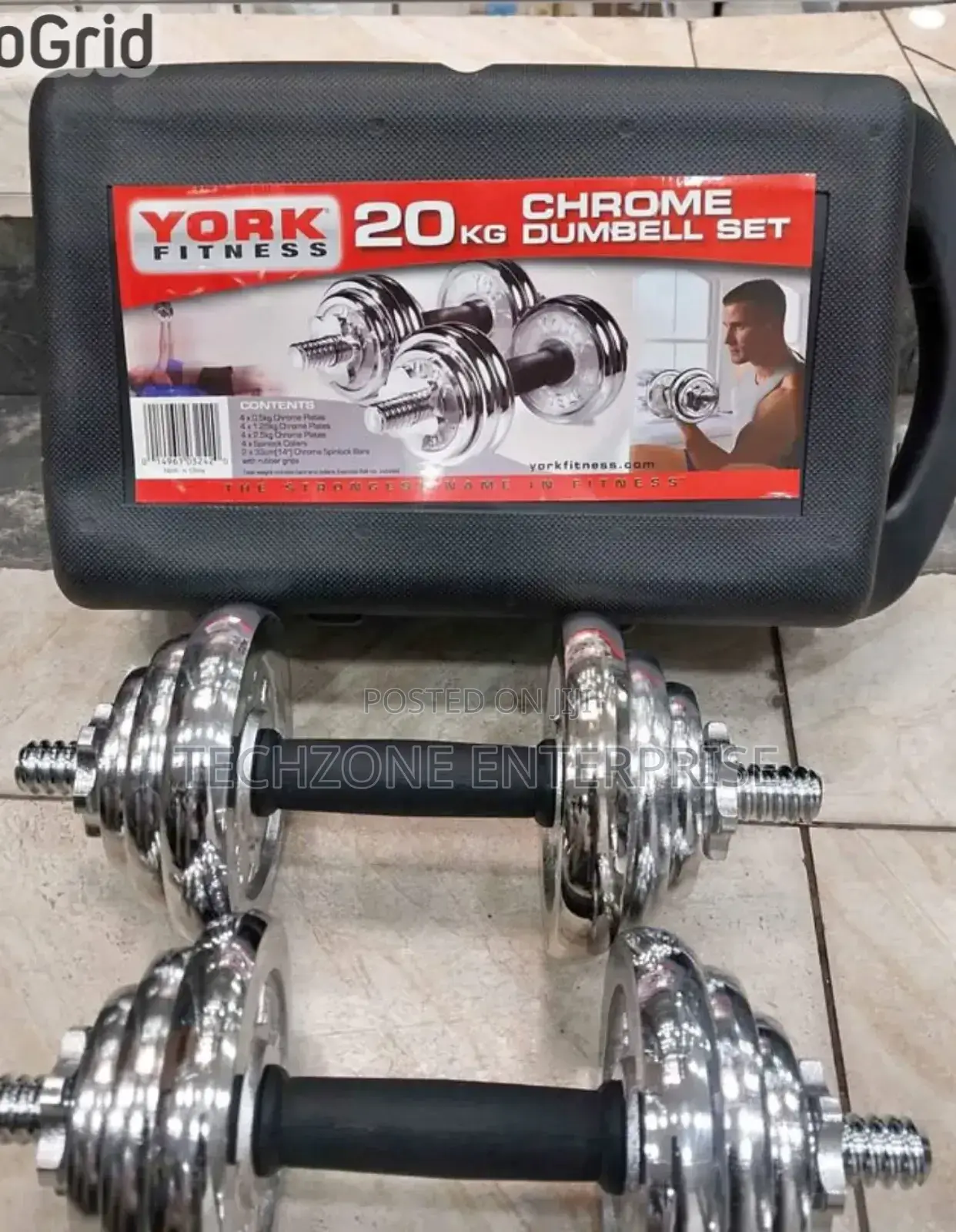Antislip 20kgs Chrome Dumbbell Set With Case ;