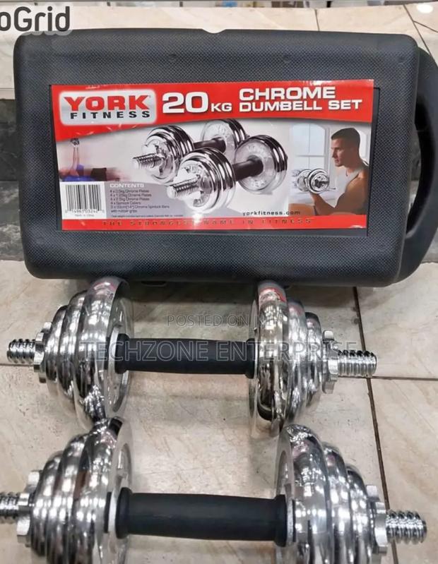 Antislip 20kgs Chrome Dumbbell Set With Case ;