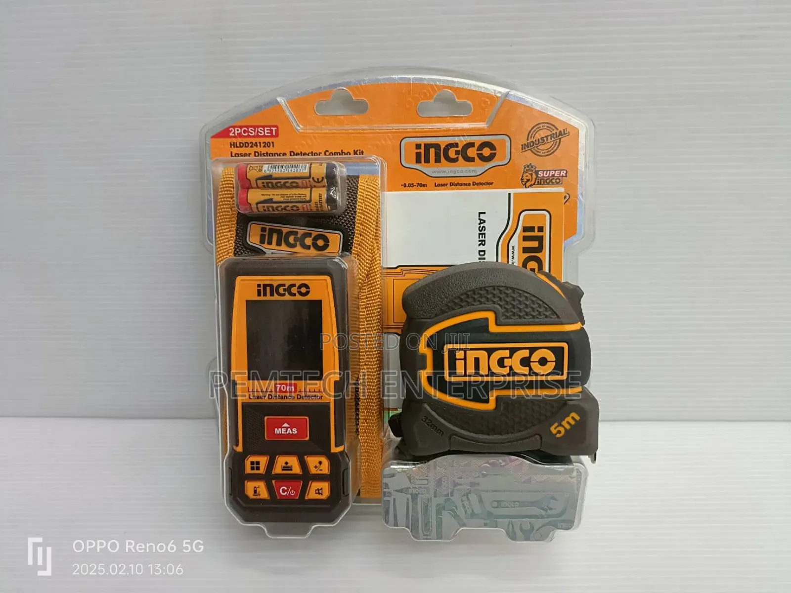Ingco Laser Distancer Range 70m+5mx32mm Tape Combo Kit