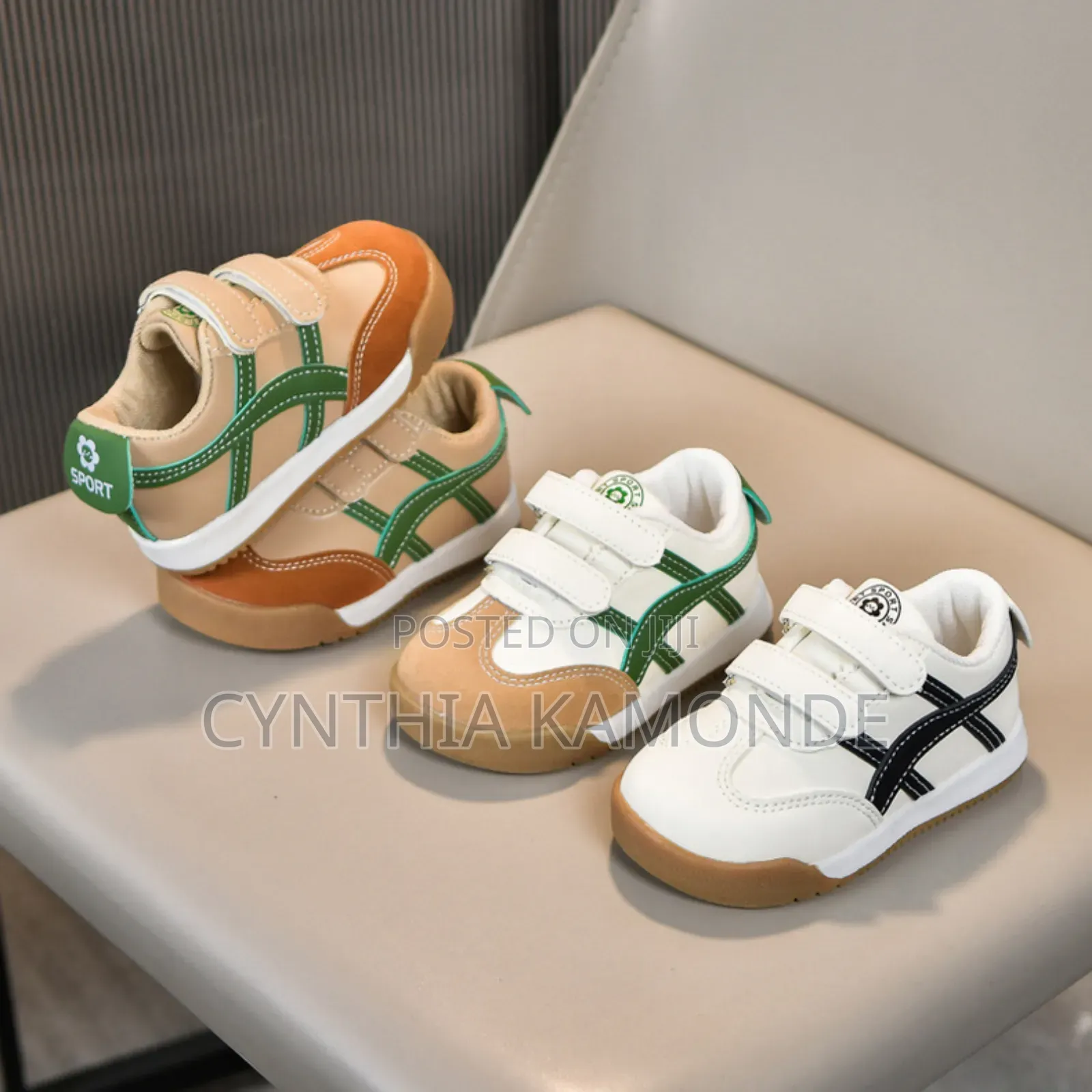 Brown White Kids Sneakers
