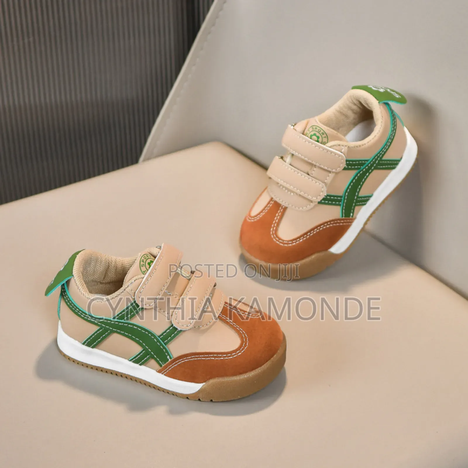 Brown White Kids Sneakers