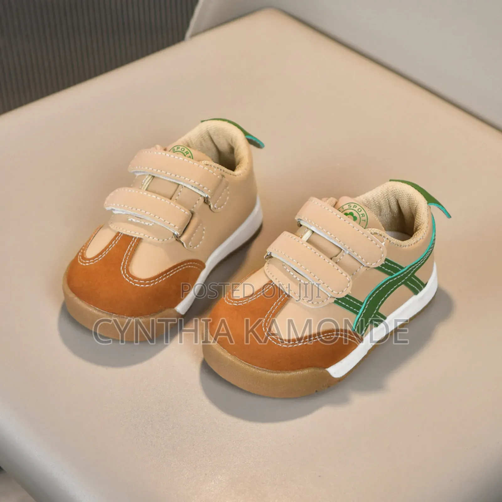 Brown White Kids Sneakers