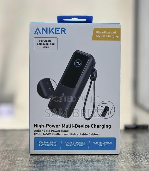 Anker Zolo Power Bank 25k165w Built in and Retractable Cable