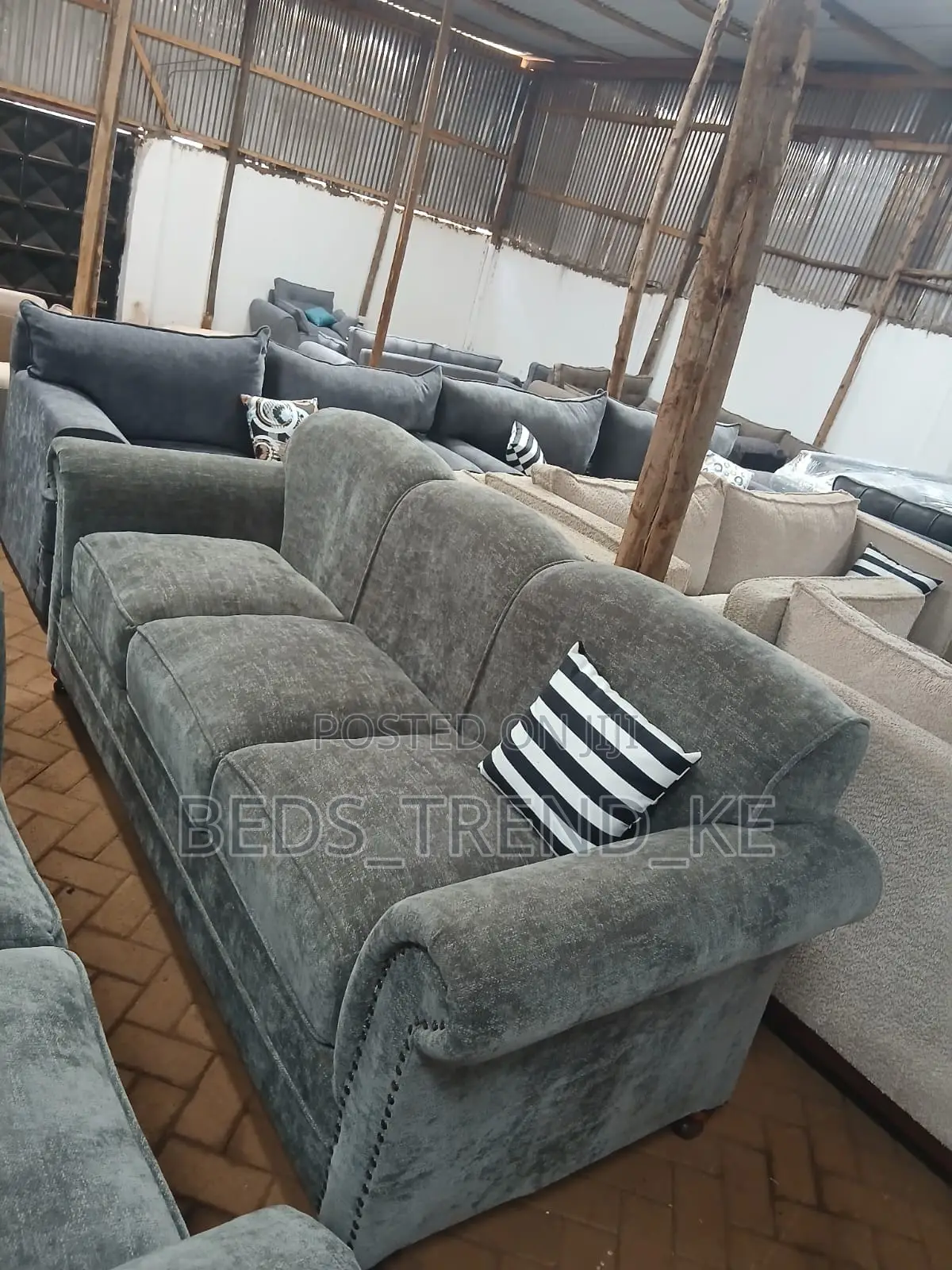 Black 3 Seater Classy Sofa Set With Free Throw Pillows