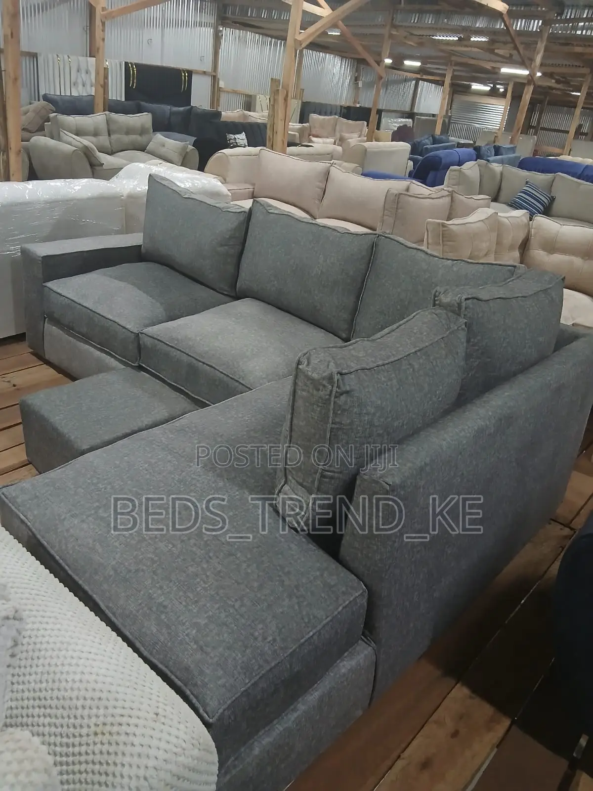 Black 6 Seater L Seat Sofa Set Design