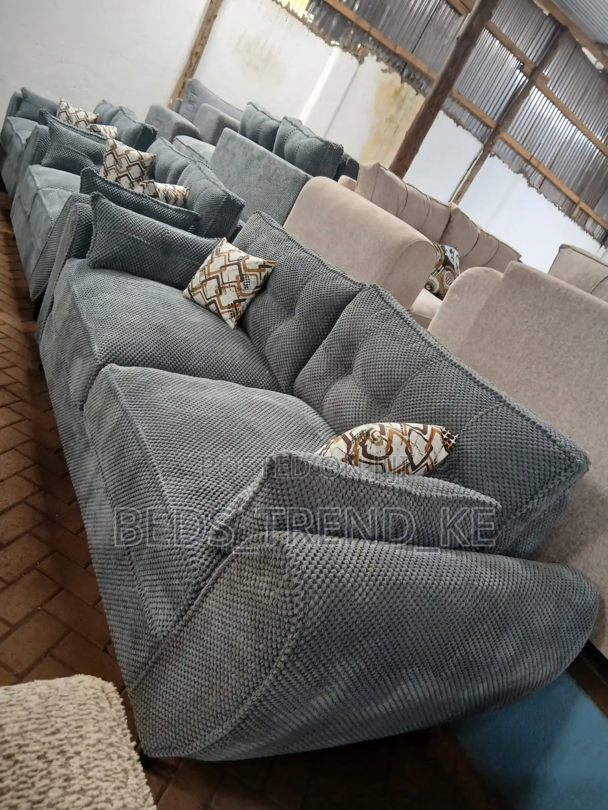 Dark Gray 7 Seater Butterfly Sofa Set 3-2-2
