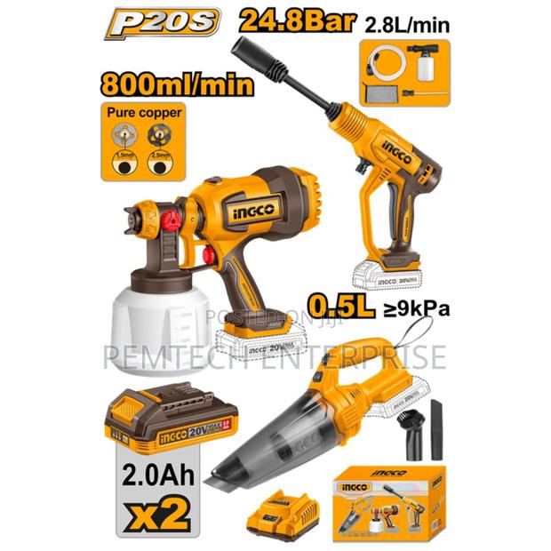 Ingco 20v 3pcs Sprayer, Vacuum, Hp Washer Combo Set - thumbnail 2