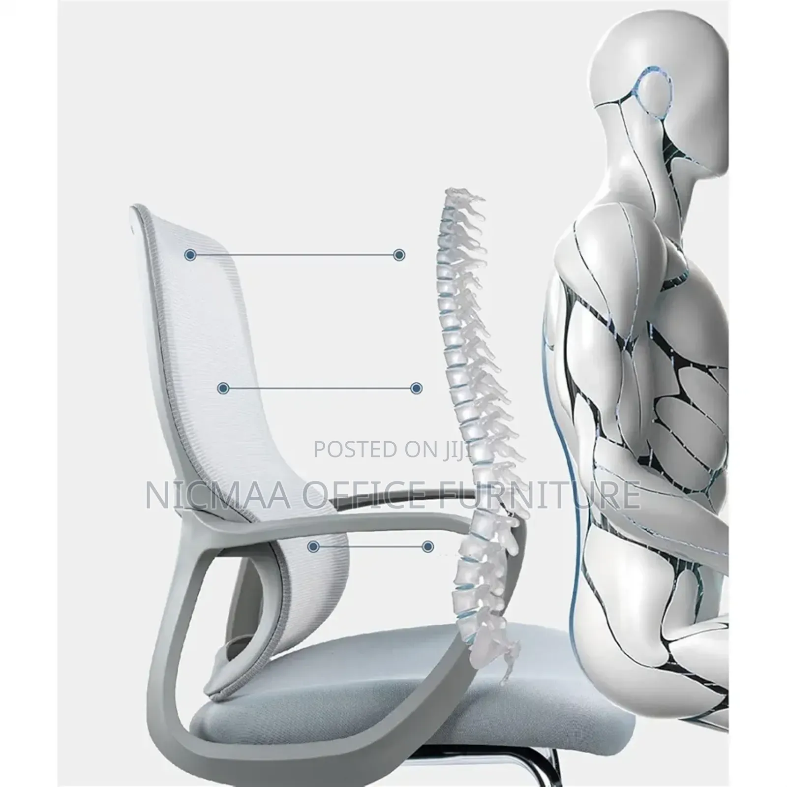 Ergoonomic Bow Mesh Black Office Chair