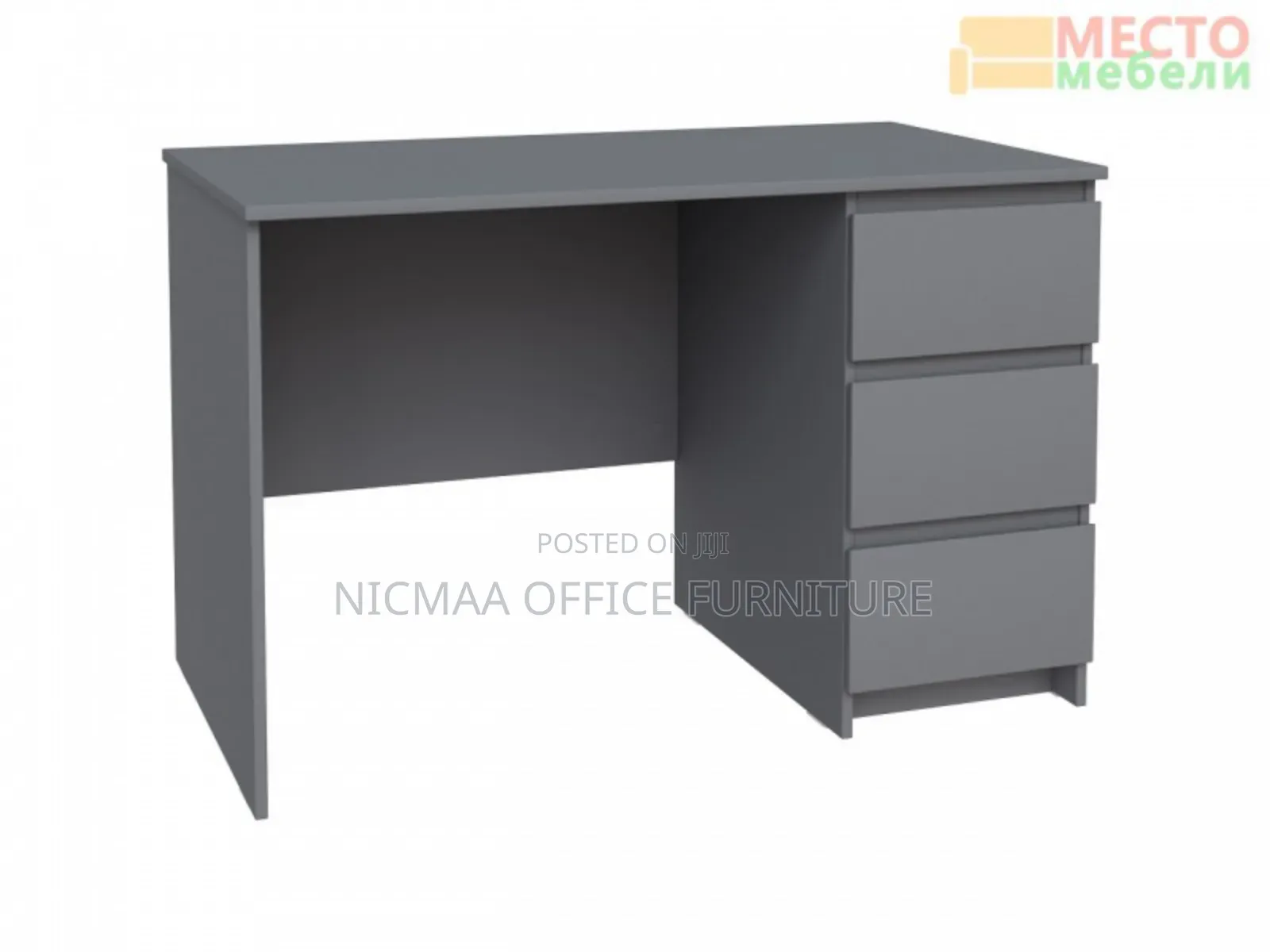 Modern Style Sleek 3-Drawer Matt Grey Vanity Desk