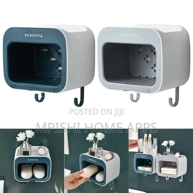 Soap/Sponge Holder With Drain Shelf (Gray and Green) - thumbnail 2