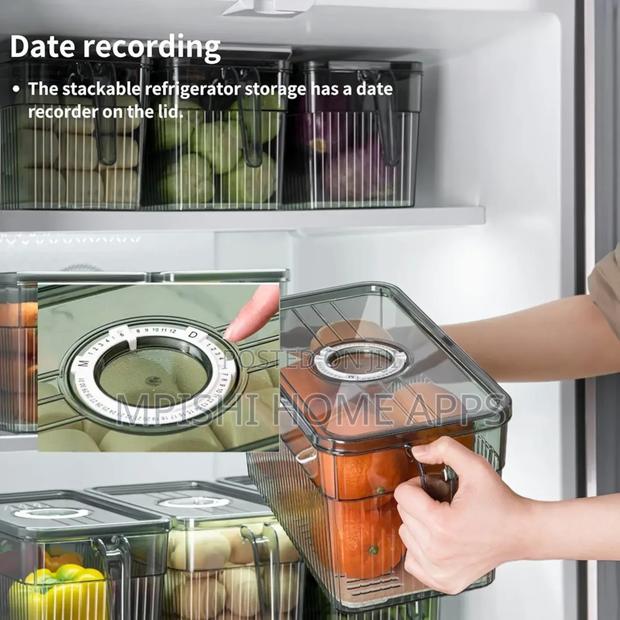 3l Elegant Acrylic Fridge Container (Green Clear) - thumbnail 4