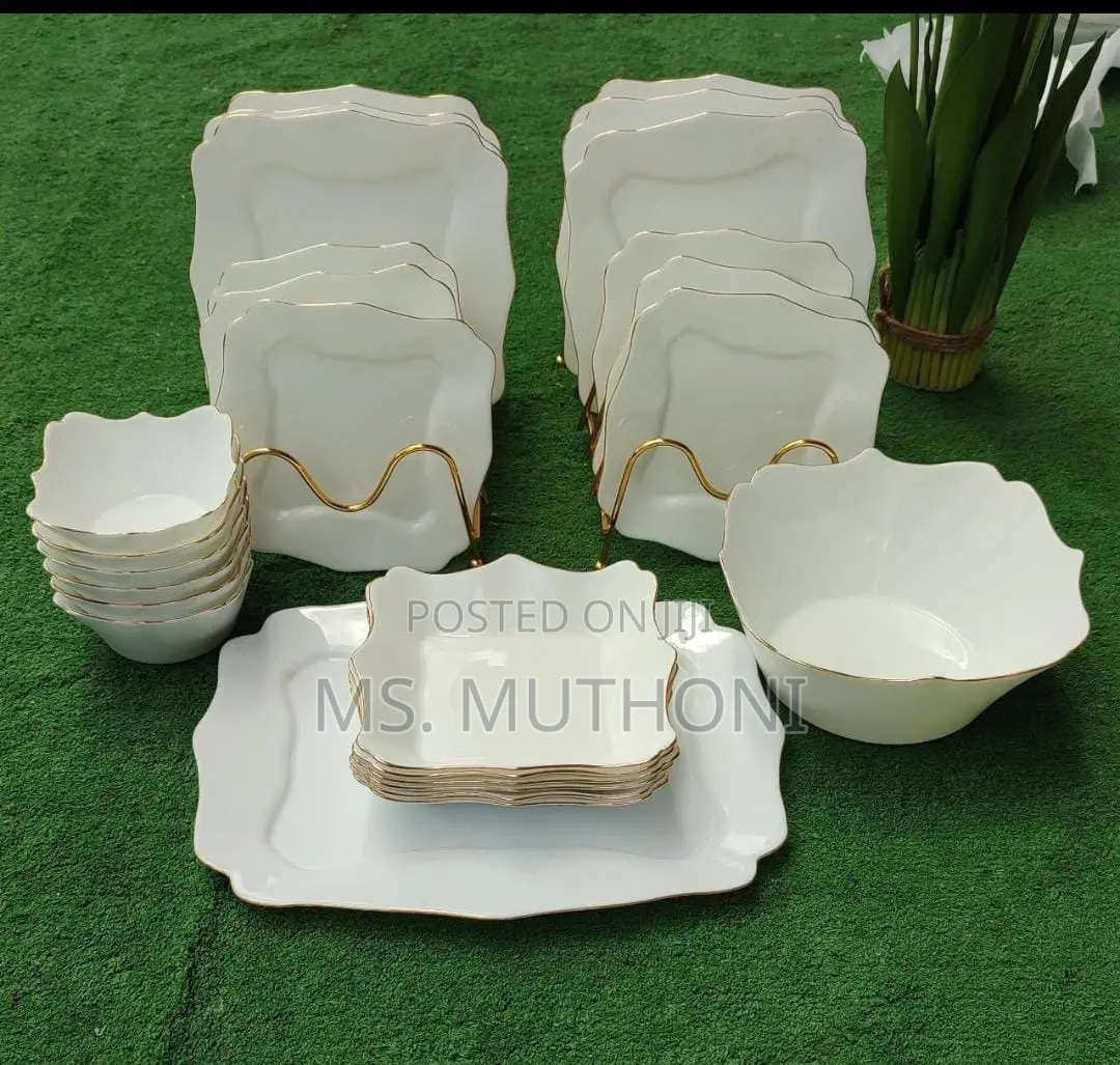 26pcs White-Gold Dinner Set*