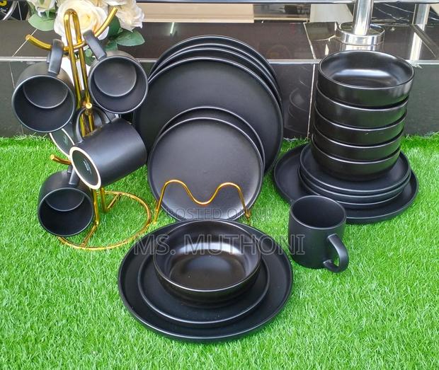 * Black 24pcs White Plain Dinner Set* - main view