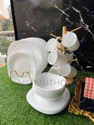 24pcs White Plain Square Dinner Set (Square Plates) - thumbnail 2