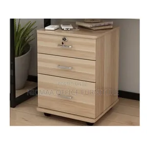 3-Drawer Mobile Wooden File Cabinet With Lock Wheels