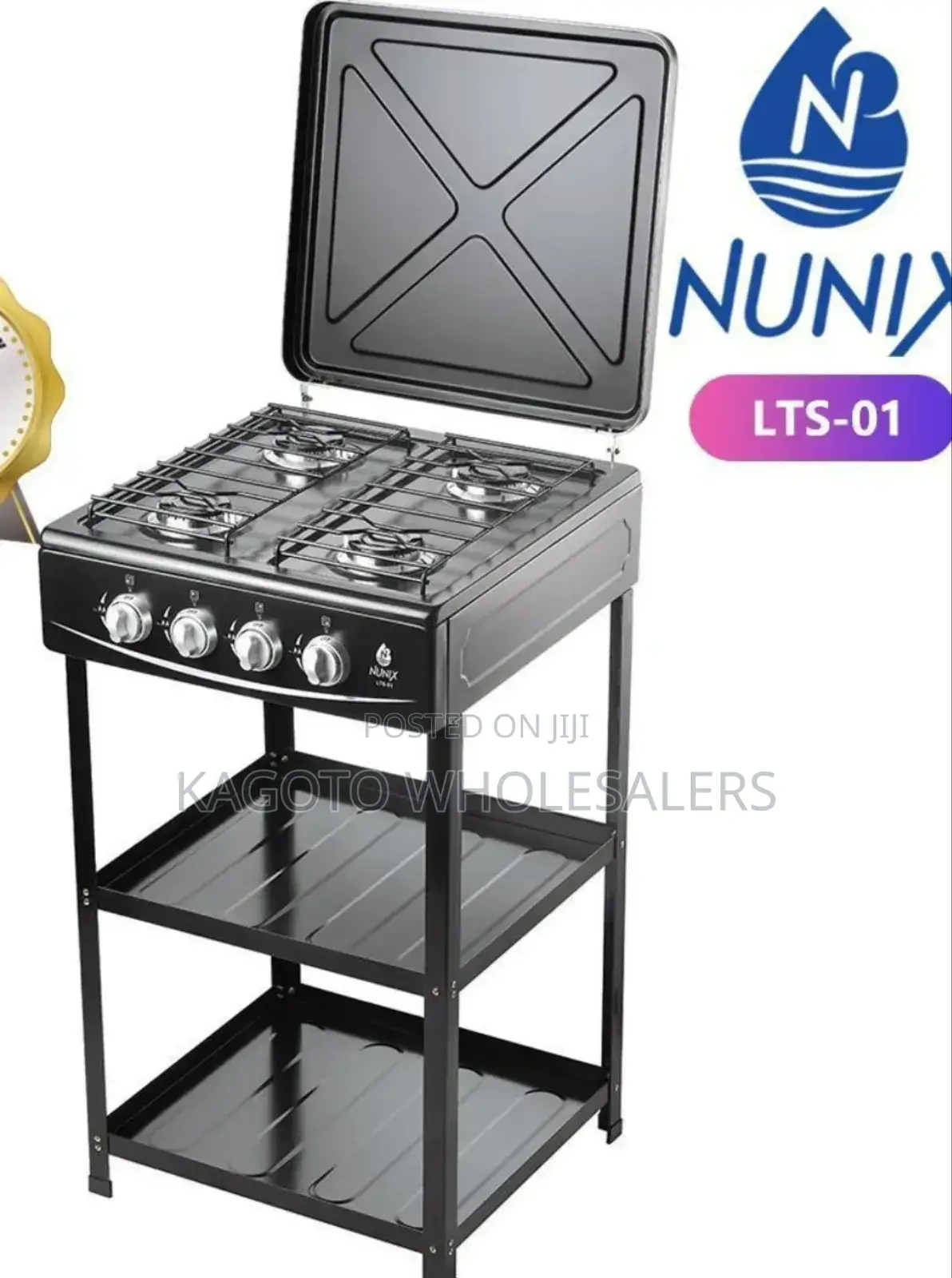 *Nunix Standing Cooker With Shelves 4gas *
