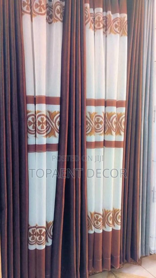 Soft Plain Grey Curtains With Brown And White Sheers - main view