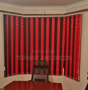 Mix of Red and Black Elegant Vertical Office Window Blinds